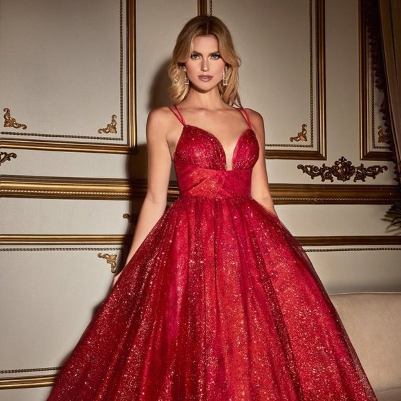 NEW OFF THE SHOULDER SLEEVELESS A-LINE DRESS EMBROIDERED WITH GLITTER CD996T